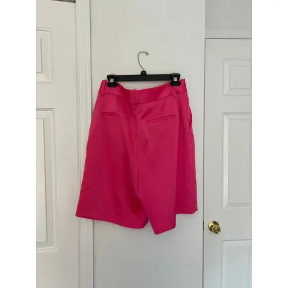 NWT Alice + Olivia Hot Pink Satin Bermuda Shorts - Picture 5 of 5